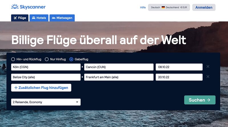 Gabelflug von Köln nach Cancún über Belize zurück nach Frankfurt