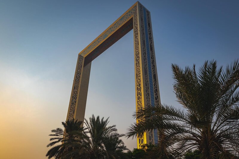 Sonnenuntergang am Dubai Frame