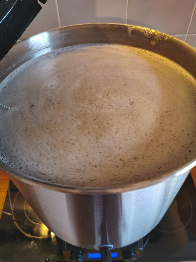 Während der Rasten bildet sich Schaum. Probier unbedingt auch mal die süße Maische