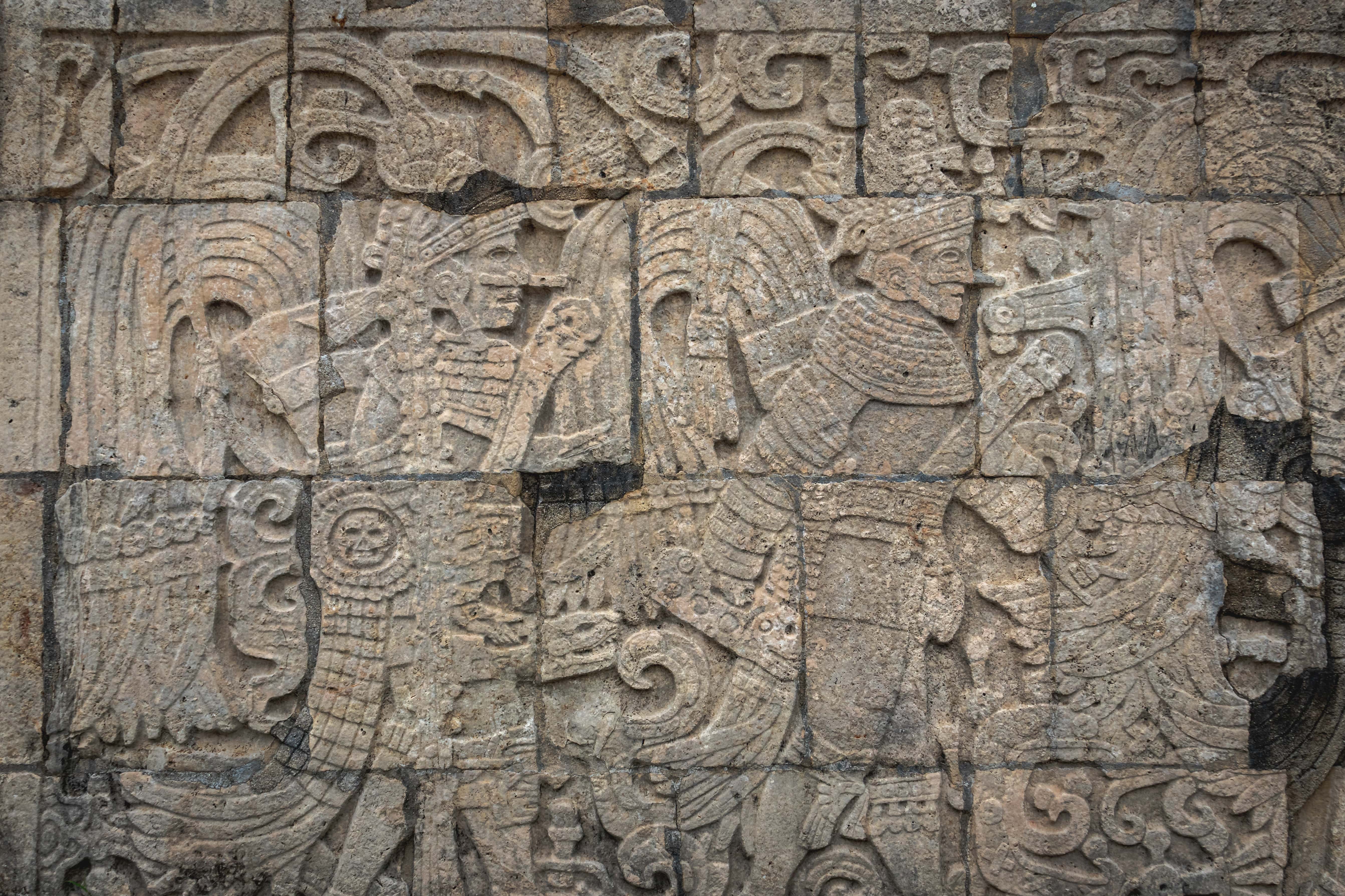 Hier sieht man Maya-Krieger mit ihrem typischen Nasenschmuck